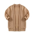 thumbnail image 1 of Toddler Baby Girls Fashion Cardigan Sweater New Kids Girls Open Front Cardigan Sweaters Long Sleeve Cable Knit Fashion Clothes with Pockets Khaki 3 Years, 1 of 6