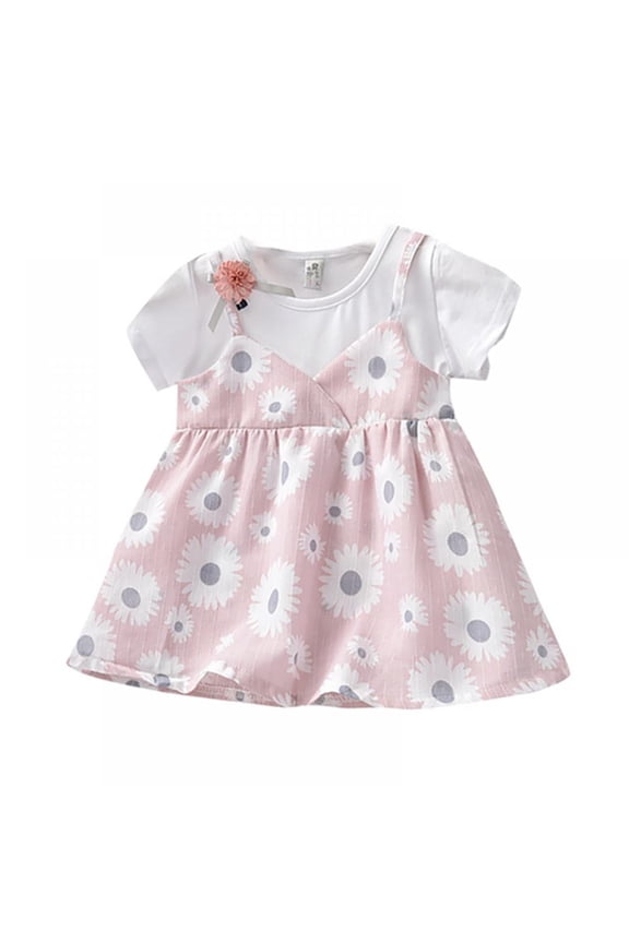 Toddler Baby Girls Flower Print Princess Dress Sundress Clothes Outfit