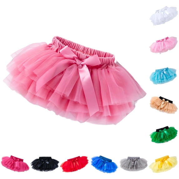 Toddler Baby Girls Fluffy Tutu Skirt with Layered Tulle and Bow for Ballet Dance Performance Stage Party A-Line Mini Skirts