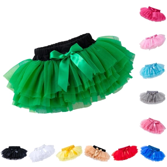 Toddler Baby Girls Fluffy Tutu Skirt with Layered Tulle and Bow for Ballet Dance Performance Stage Party A-Line Mini Skirts
