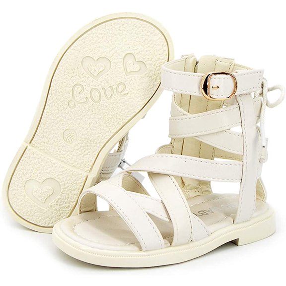 Toddler Baby Girls Gladiator Sandals Open Toe Rubber Sole Roman Shoes Zipper Outdoor Summer Sandals for Girls(Toddler/Little Kid)