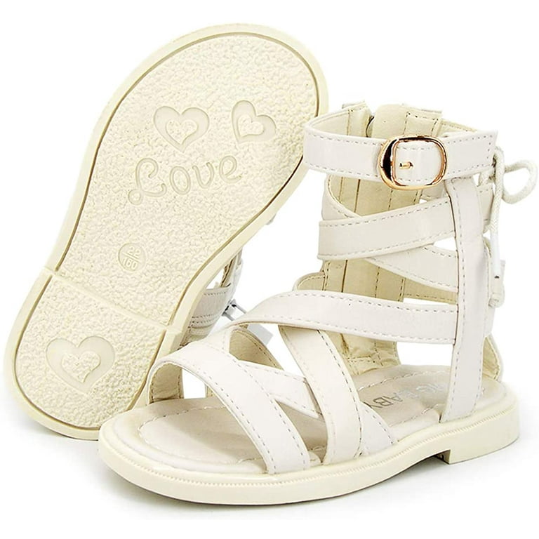 Toddler Baby Girls Gladiator Sandals Open Toe Rubber Sole Roman Shoes Zipper Outdoor Summer Sandals for Girls Toddler Little Kid