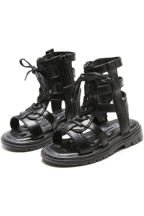 Toddler Baby Girls Gladiator Sandals Open Toe Rubber Sole Roman Shoes Zipper Outdoor Summer Sandals for Girls(Toddler/Little Kid)