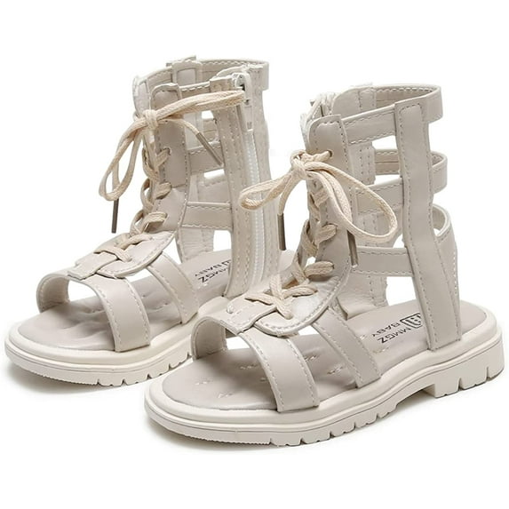 Toddler Baby Girls Gladiator Sandals Open Toe Rubber Sole Roman Shoes Zipper Outdoor Summer Sandals for Girls(Toddler/Little Kid)