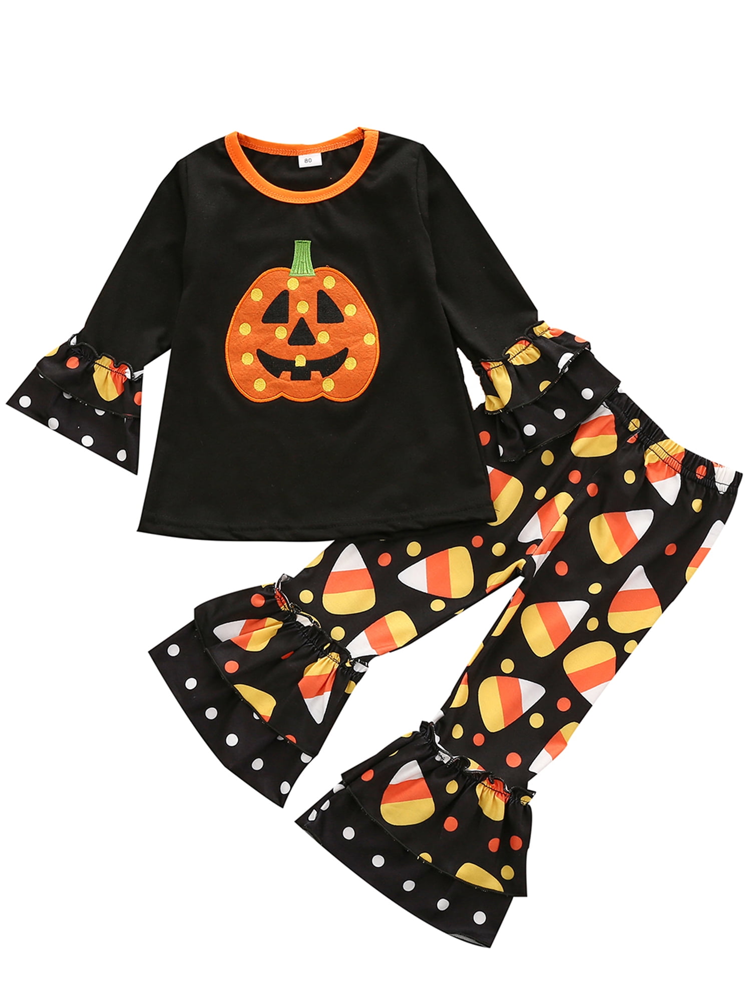 Toddler Baby Girls Halloween Clothes Outfits Long Sleeve Pumpkin