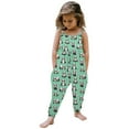 thumbnail image 1 of Toddler Baby Girls Jumpsuits Kids Cartoon Print Strap Romper Backless Harem Pants Bodysuit Outfits with Pockets 1-6 Years, 1 of 5