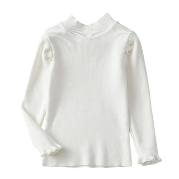 Toddler Baby Girls Knit Sweater Kids Ruffled Turtleneck Long Sleeve Fall Winter Warm Sweaters Pullover Tops 2-7 Years