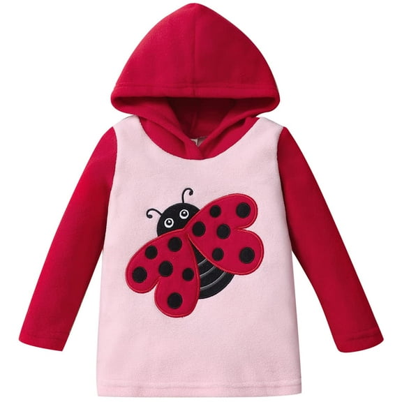 Toddler Baby Girls Ladybug Hoodie Sweatshirts Casual Pullover Crewneck Winter Long Sleeve Tops Shirts Clothes 4t