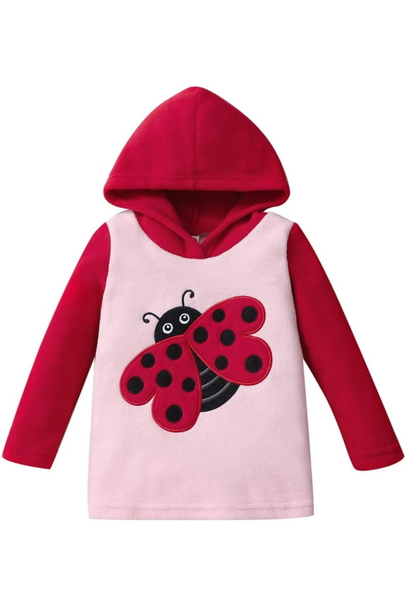 Toddler Baby Girls Ladybug Hoodie Sweatshirts Casual Pullover Crewneck Winter Long Sleeve Tops Shirts Clothes 7t