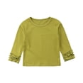 thumbnail image 1 of Toddler Baby Girls Long Sleeve T-shirt Crew Neck Cotton Ruffles Solid Tops, 1 of 6