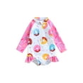 thumbnail image 1 of Toddler Baby Girls One Piece Swimsuits Infant Girls Long Sleeve Ruffle Zip Up Graphic Print Jumpsuit Rash Guard Beach Bathing Suit 1-5Y, 1 of 9