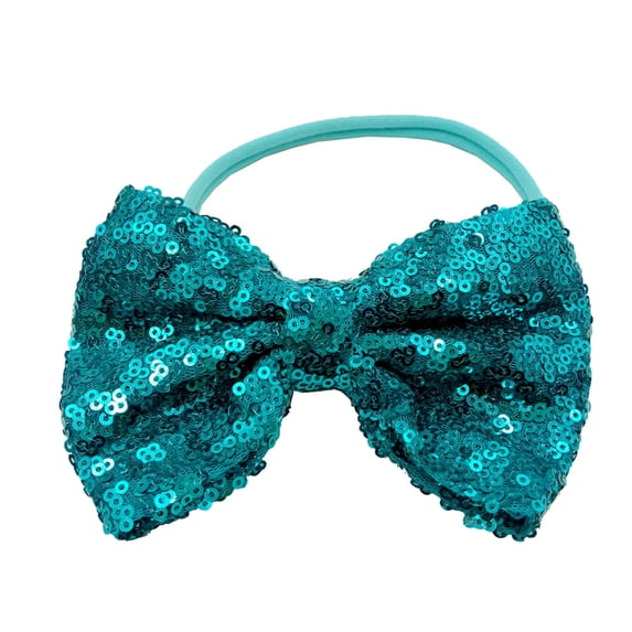 Toddler Baby Girls Paillette Headband Bowknot Elastic Hair Band For Kids Accessories, Blue