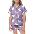 thumbnail image 1 of Toddler Baby Girls Pajamas Crewneck Easter Graphic Printed Short Sleeve Clothes Sleepwear Soft Cute Elastic Waistband Toddler Girls Clothes,Purple,10-11 Years, 1 of 4