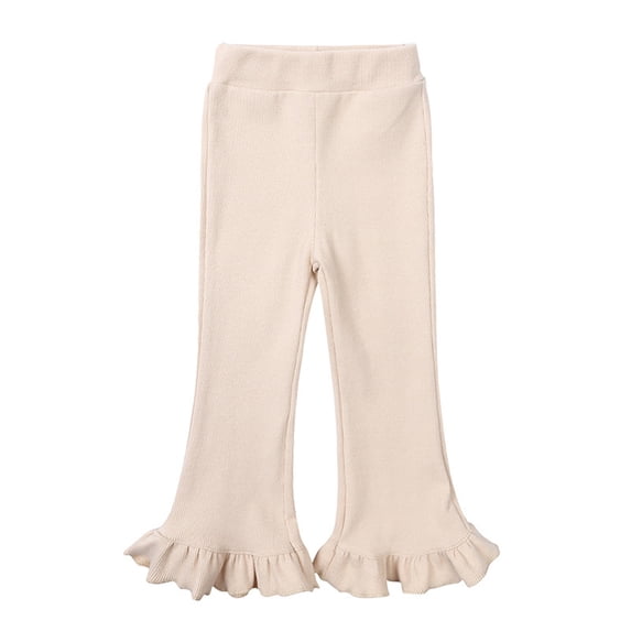 Toddler Baby Girls Pants Flared Leggings Ruffle Length Pants Bell Bottoms Dance Gymnastics Outfits Solid Color Flare Pants