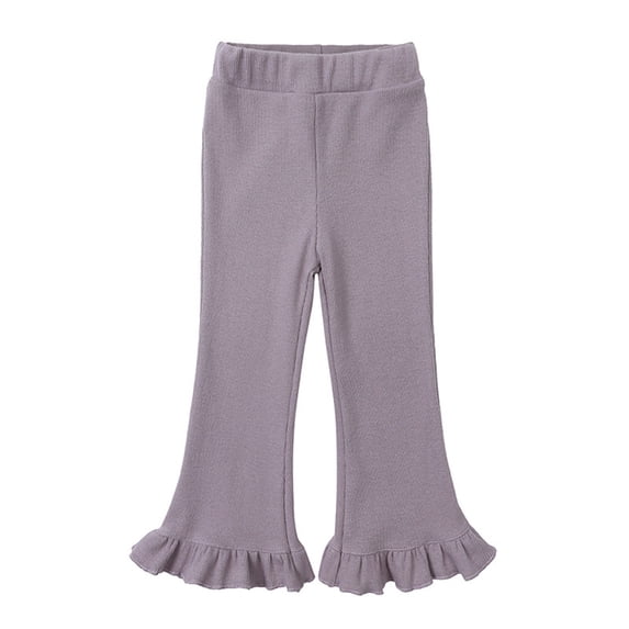 Toddler Baby Girls Pants Flared Leggings Ruffle Length Pants Bell Bottoms Dance Gymnastics Outfits Solid Color Flare Pants