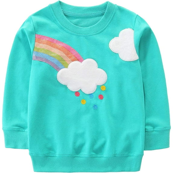 Toddler Baby Girls Rainbow Sweatshirts Casual Pullover Crewneck Winter Long Sleeve Tops Shirts Clothes 5t