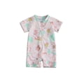 thumbnail image 1 of Toddler Baby Girls Rash Guard Swimsuit Playsuits 3 6 12 18 24 Months 2T 3T Short Sleeve Zipper Floral Print Baby Bathing Suit Swimwear, 1 of 9