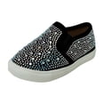 thumbnail image 1 of Toddler/Baby Girls Rhinestone Flat Slip On Sneakers Black, 4 Toddler, 1 of 3