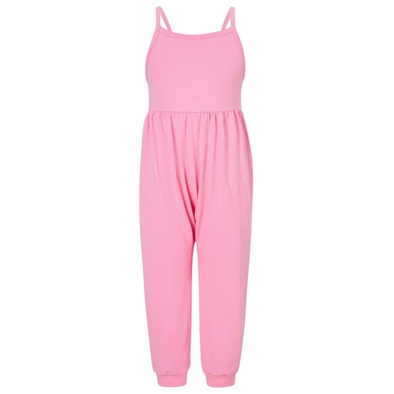 Baby Girl Onesies Kids Solid Jumpsuit Strap Summer Harem Pants Backless Outfits Clothes Size 4-5T