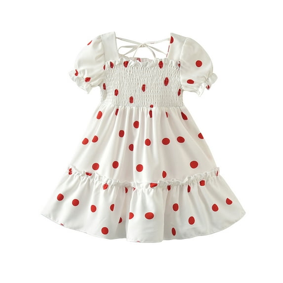 Toddler Baby Girls Ruffle/Short Sleeve Button Polka Dots Print Dress Summer Sunflower Beach Dresses Clothes Outfits