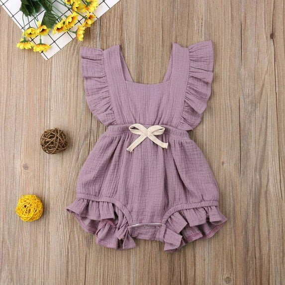 Toddler Baby Girls Ruffled Strap Bodysuit Jumpsuit Playsuit Outfits 0-24M