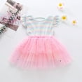 thumbnail image 1 of Toddler Baby Girls Ruffles Striped Print Star Tulle Princess Dress Active Dresses Fall Dress, 1 of 8
