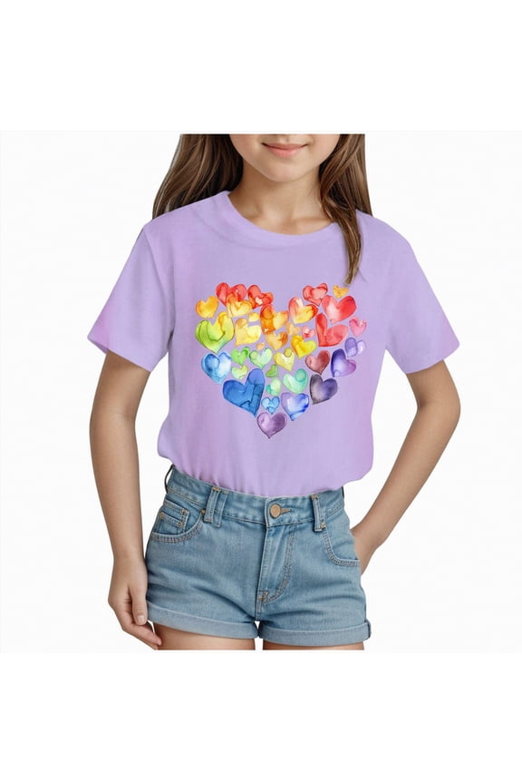 Toddler Baby Girls Shirts Kids Short Sleeve Crewneck Summer 0-24 Months 2t 3t 4t 5t 6t 7t T-Shirts Casual Basic Cotton Tee Tops Gibobby,5-6 Years,Purple