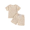 thumbnail image 1 of Toddler Baby Girls Shorts Clothing Set, 6 12 18 24 Months 2T 3T 4T Short Sleeve Crew Neck T-shirt with Shorts Floral Summer Outfit, 1 of 9