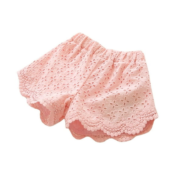 Toddler Baby Girls Shorts Hollow Out Elastic Bermuda Shorts Infant Summer Casual Sport Shorts with Pockets for Kids Size 2-12 Years