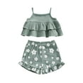 thumbnail image 1 of Toddler Baby Girls Shorts Set, Dual Layer Camisole with Elastic Waist Flower Print Shorts Summer Outfit, 1 of 8