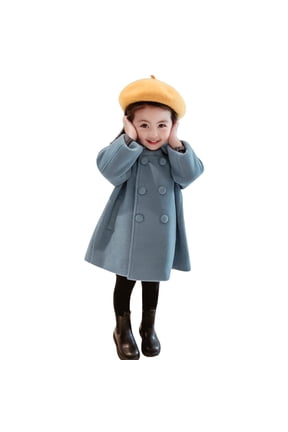 Girls' Dress Coat Double Breasted Peacoat Toddler Girls Trench Coat Wool Blend Long Winter Coat Kids Faux Fuš« Jacket