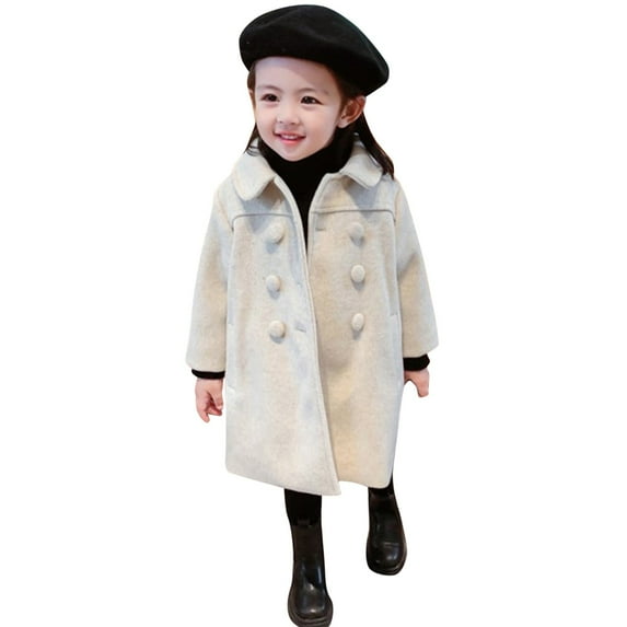 Mercatoo Girls' Dress Coat Double Breasted Peacoat Toddler Girls Trench Coat Wool Blend Long Winter Coat Kids Faux Fu𝐫 Jacket