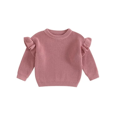 Toddler Baby Girls Spring Knit Sweater 3 6 9 12 18 24 Months 2T 3T Long Sleeve O Neck Solid Color Pullover Knitwear