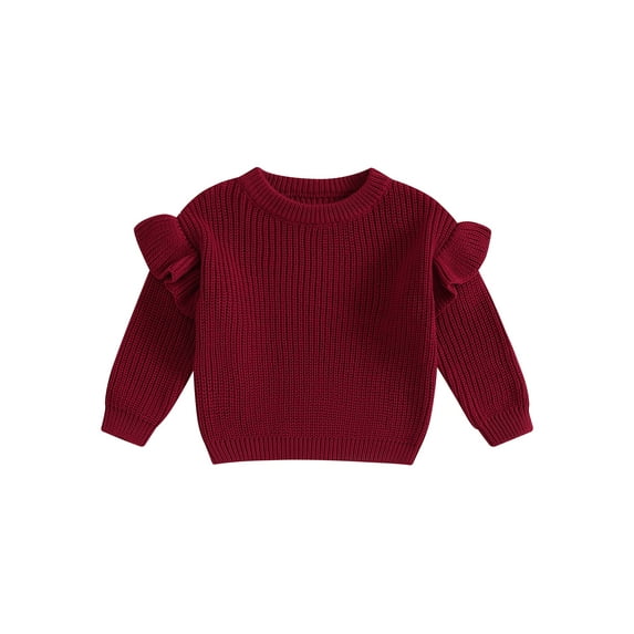Toddler Baby Girls Spring Knit Sweater 3 6 9 12 18 24 Months 2T 3T Long Sleeve O Neck Solid Color Pullover Knitwear