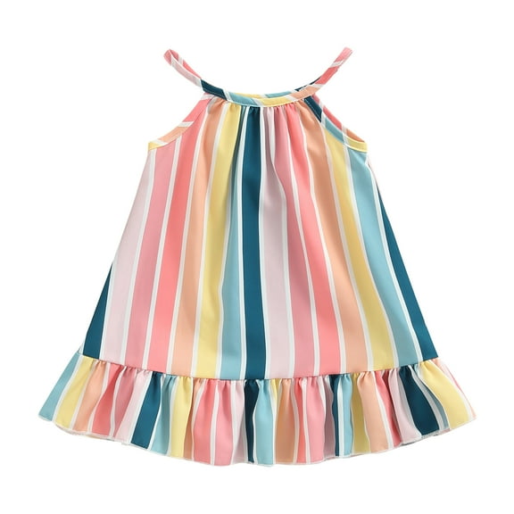 Toddler Baby Girls Summer Casual Dress Striped Sleeveless Ruffle Dress 6M 12M 2T 3T 4T Loose Beach A Line Sundress