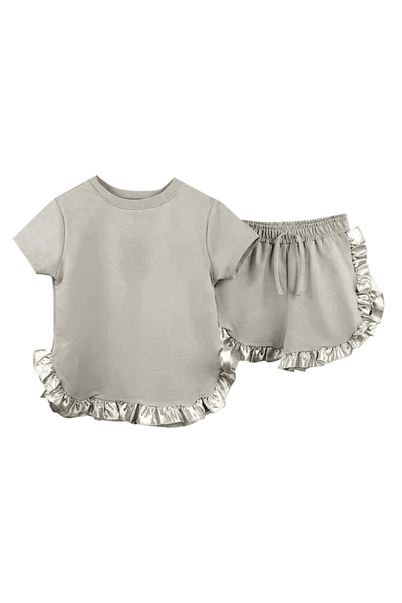 Toddler Baby Girls Summer Clothes Baby Short Sets Cotton Short Sleeve T-shirt Ruffle Shorts Outfits 1 to 6 Years