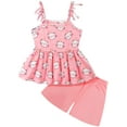 thumbnail image 1 of Toddler Baby Girls Summer Clothes Outfits Tie Knot Shoulder Sleeveless Cat Shirt and Shorts Pants Sets 2PCS Size 2T, 1 of 6