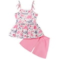 thumbnail image 1 of Toddler Baby Girls Summer Clothes Outfits Tie Knot Shoulder Sleeveless Dinosaur Shirt and Shorts Pants Sets 2PCS Size 5T, 1 of 6