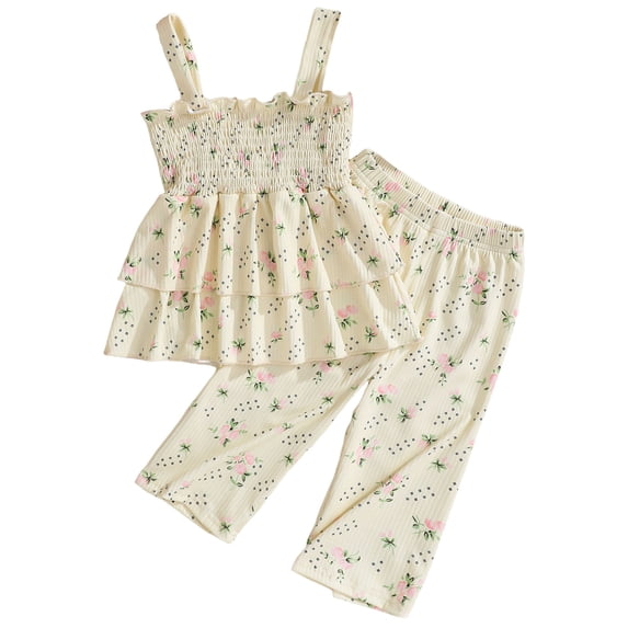 Toddler Baby Girls Summer Clothes Short Sleeve Pull On T-shirt & Drawstring Shorts Plaid 2Pcs Outfits Set Girls Summer Set 1-3 Years,6-9 Months