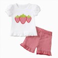 thumbnail image 1 of Toddler Baby Girls Summer Clothes Smocked Short Sleeve T-Shirt & Ruffled Plaid Shorts 2-Piece Outfits Toddler Girl Short Set, 1 of 8