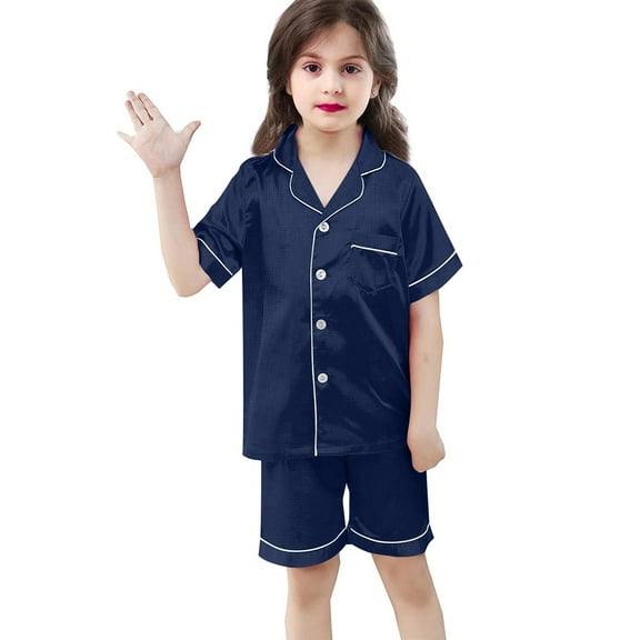 Toddler Baby Girls Summer Cotton And Linen Solid Color Short Sleeves Shorts Pajamas Suit Homewear Air Conditioning Clothing