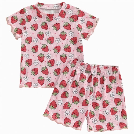 Toddler Baby Girls Summer Outfits 1T 2T 3T 4T Ruffle Short Sleeve T Shirts Tops Floral Shorts 2Pcs Clothes Set