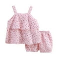 thumbnail image 1 of Toddler Baby Girls Summer Outfits Kids Girls Patchwork Cotton Sleeveless Tops Shorts Set Clothes For 3-4 Years, 1 of 8