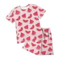 thumbnail image 1 of Toddler Baby Girls Summer Outfits Short Sleeve Cartoon Print T-Shirt Tops & Shorts Sets 2pcs Baby Girls Summer Clothes For 1t 2t 3t 4t 5t 6t 7t Children,Knit 7-8 Years, 1 of 3