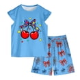thumbnail image 1 of Toddler Baby Girls Summer Outfits Short Sleeve Cartoon Print T-Shirt Tops & Shorts Sets 2pcs Cute Baby Girls Cotton Summer Clothes For 1t 2t 3t 4t 5t 6t 7t Children,Oversized,2-3 Years, 1 of 5
