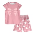 thumbnail image 1 of Toddler Baby Girls Summer Outfits Short Sleeve Cartoon Print T-Shirt Tops & Shorts Sets 2pcs Cute Baby Girls Cotton Summer Clothes For 1t 2t 3t 4t 5t 6t 7t Children,Oversized 6-7 Years, 1 of 5