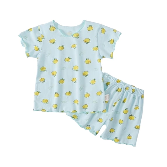 Toddler Baby Girls Summer Outfits Short Sleeve T-Shirts Tops Print Shorts 2Pcs Clothes Set Loose Fit