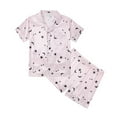 thumbnail image 1 of Toddler Baby Girls Summer Pajamas Set Cartoon Print Short Sleeve Button Down Shirt+Shorts 2pcs Kids Summer Sleepwear, 1 of 8