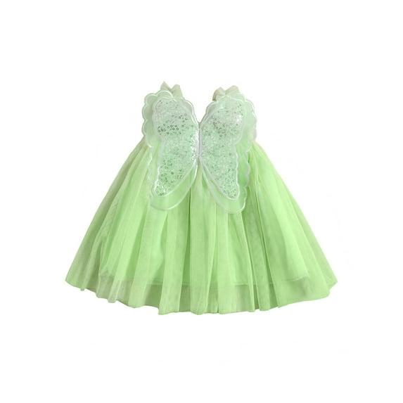 Toddler Baby Girls Summer Princess Dress Casual Sequin Butterfly Mesh Tulle A-Line Party Dress for Beach Party Wear