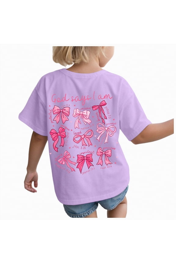 Toddler Baby Girls Summer Short Sleeve T-Shirts Crew Neck 24 Months 2t 3t 4t 5t 6t 7t Soft Cotton Casual Basic Tee Tops Gibobby,5-6 Years,Light Purple